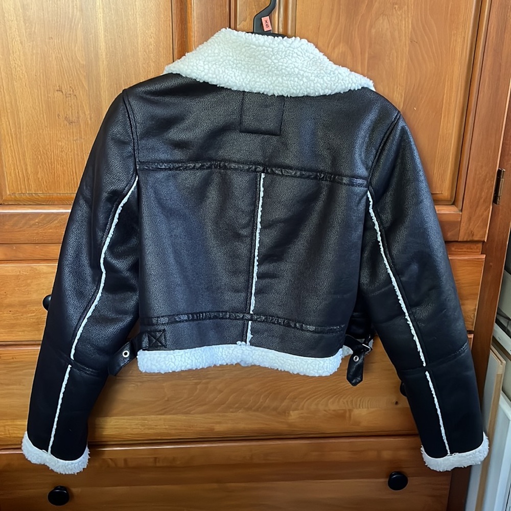Faux Leather Shearling Jacket - image 2